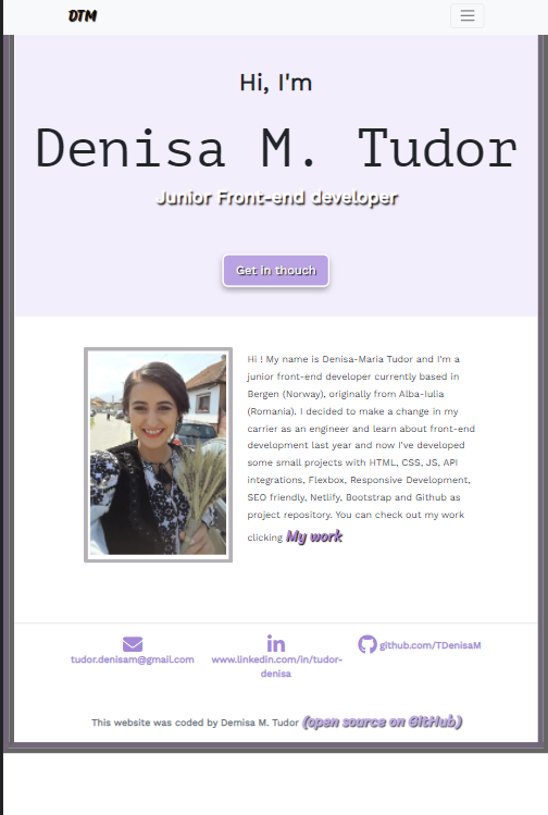 Preview of Denisa M Tudor's portfolio website